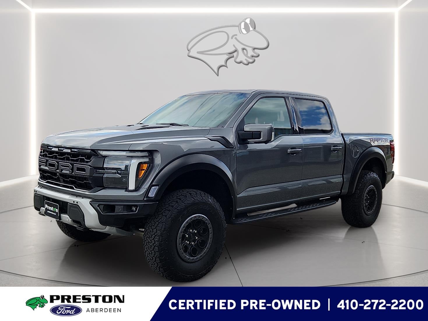 2024 Ford F-150 Raptor in Carbonized Gray — front three-quarter view
