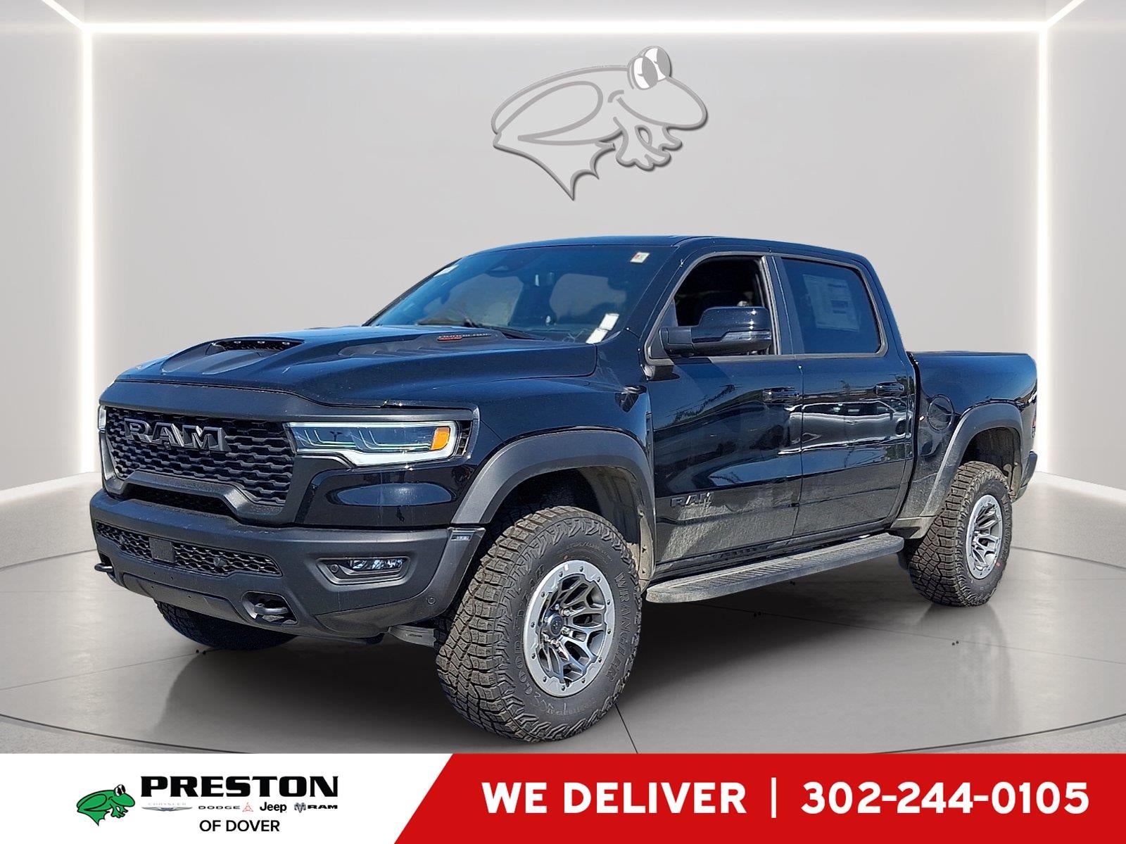 2026 RAM 1500 RHO in Diamond Black Crystal Pearlcoat — front three-quarter view