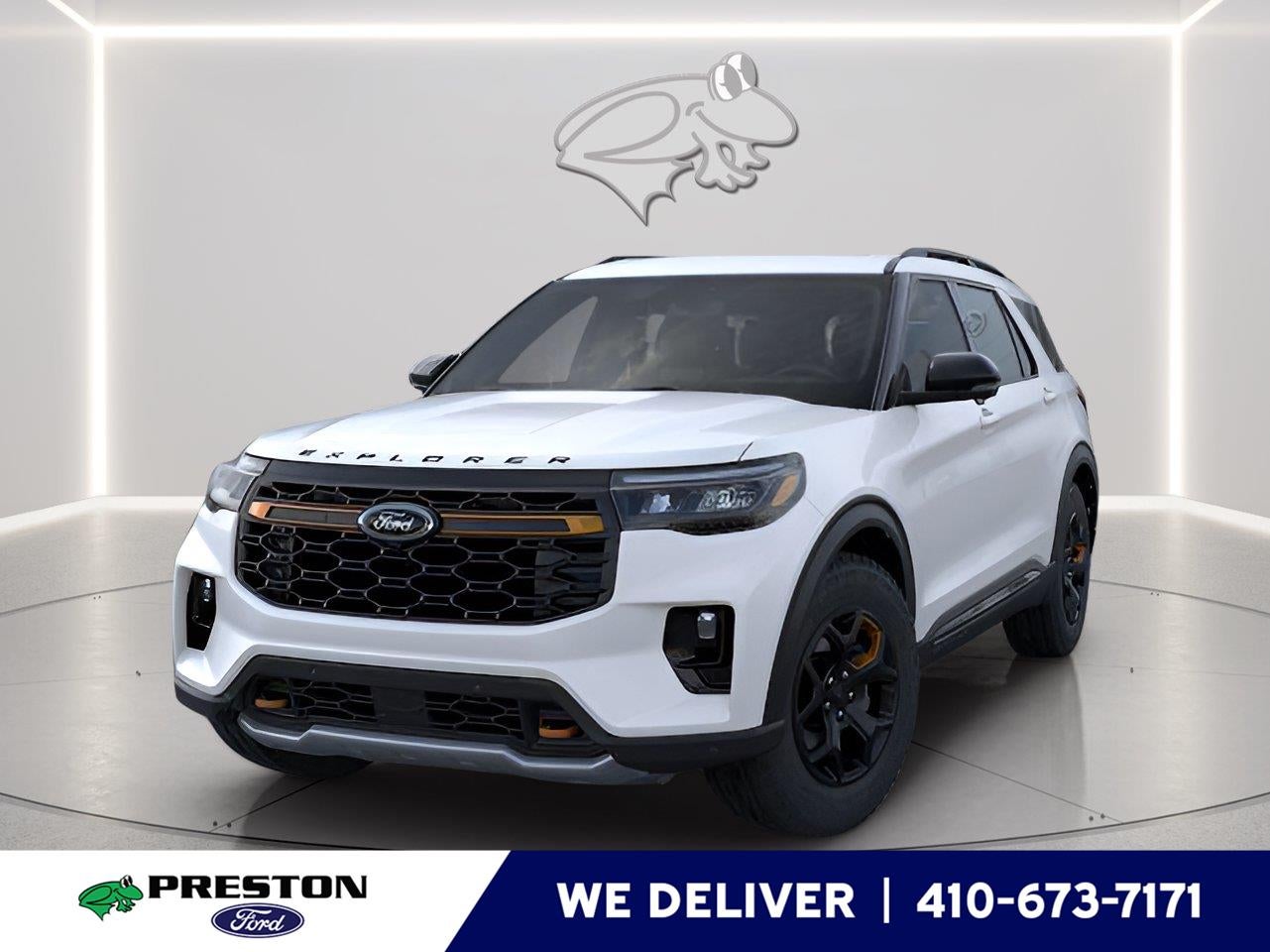 2026 Ford Explorer Tremor in Az Star White Met Tri-Coat — front three-quarter view