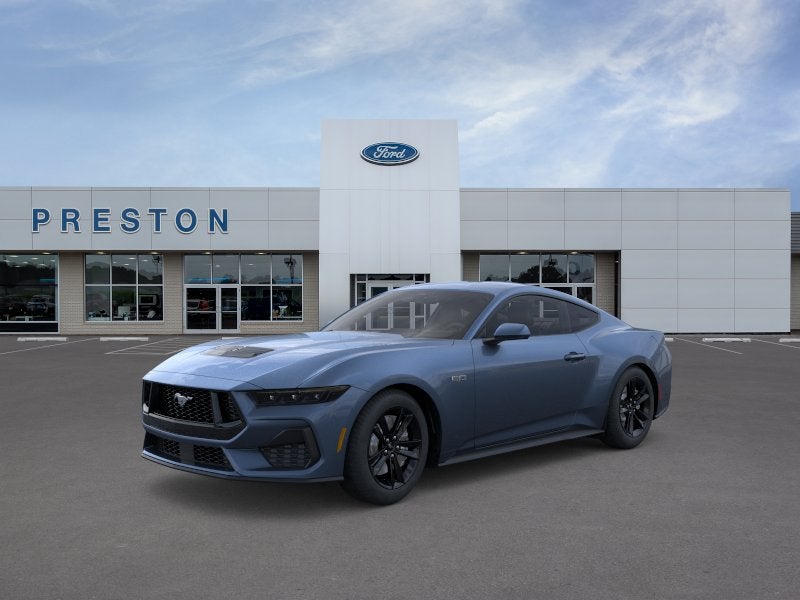 2026 Ford Mustang GT in Vapor Blue — front three-quarter view