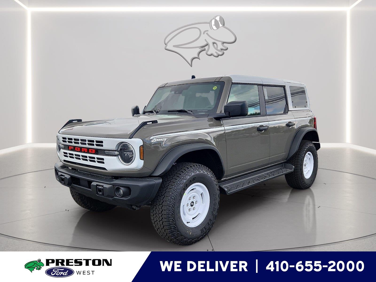 2026 Ford Bronco Heritage Edition in Marsh Gray — front three-quarter view
