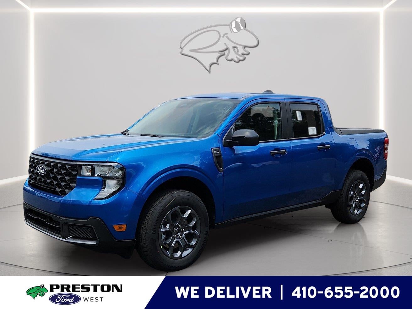 2026 Ford Maverick XLT in Velocity Blue — front three-quarter view
