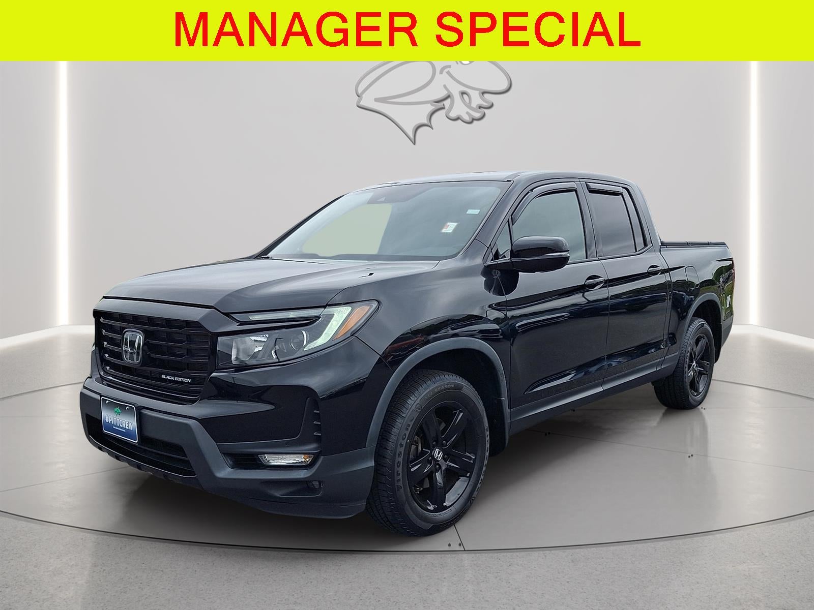 2023 Honda Ridgeline Black Edition in Crystal Black Pearl — front three-quarter view